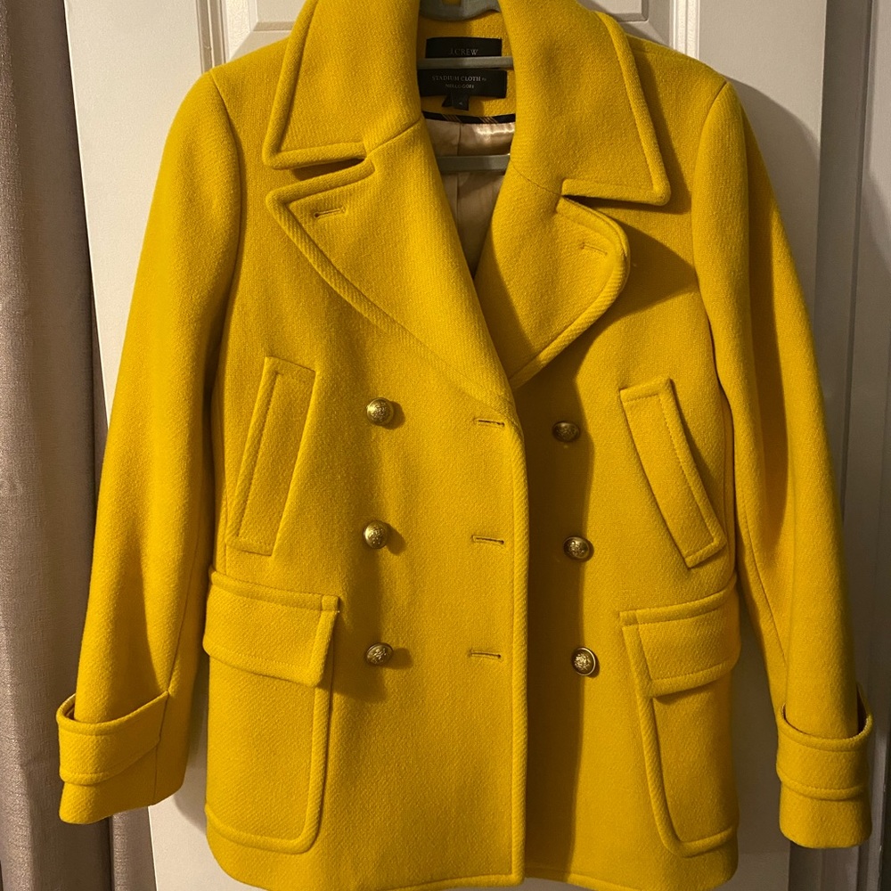 Yellow J. Crew peacoat 4